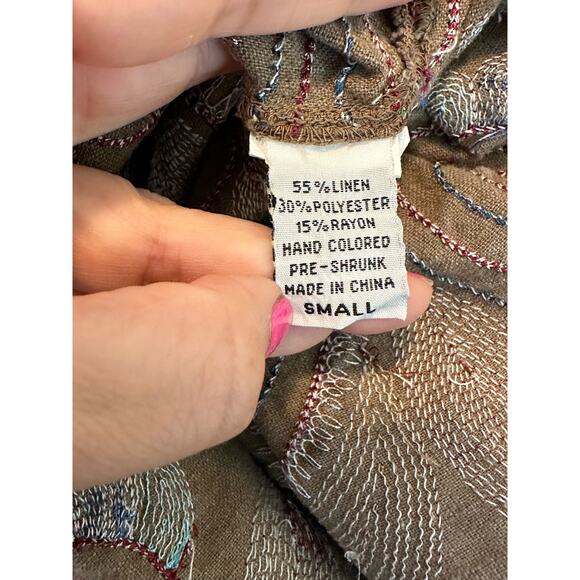 Russ Berens vintage brown embroidered tank top size Small - Picture 4 of 9